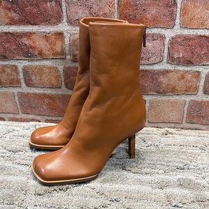 JACQUEMUS  Tan Leather square Boots women Sz 35 (us sz 5)